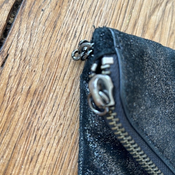 J CREW Black Silver Glitter Chain Cocktail Party Purse Bag Clutch - Picture 7 of 8